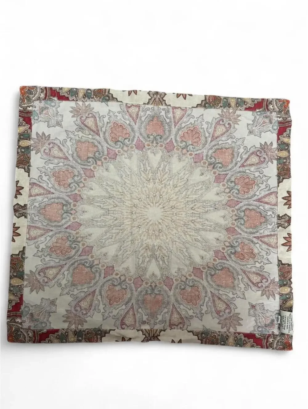 Pottery Barn Caroline Paisley 20” Table Topper/Napkin Cotton Linen